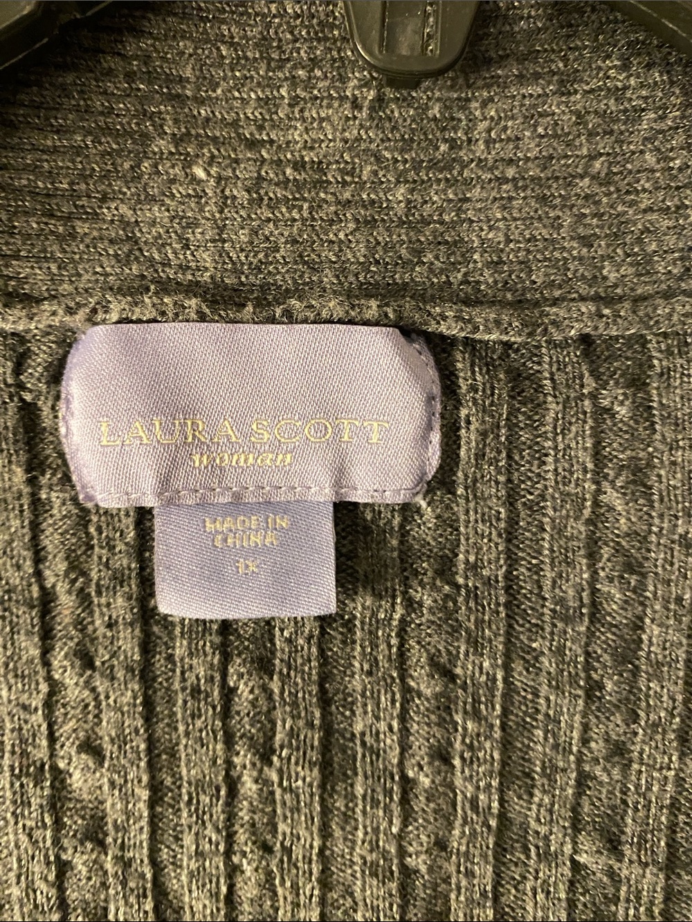 Laura Scott Charcoal Gray Cable-Knit Open Cardigan - Picture 2 of 5